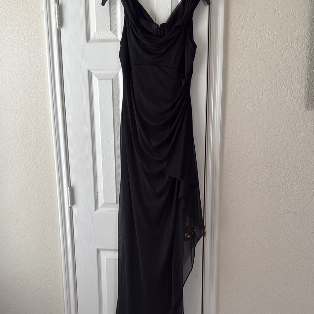 Alex Evenings Black Asymmetrical Draped Gown